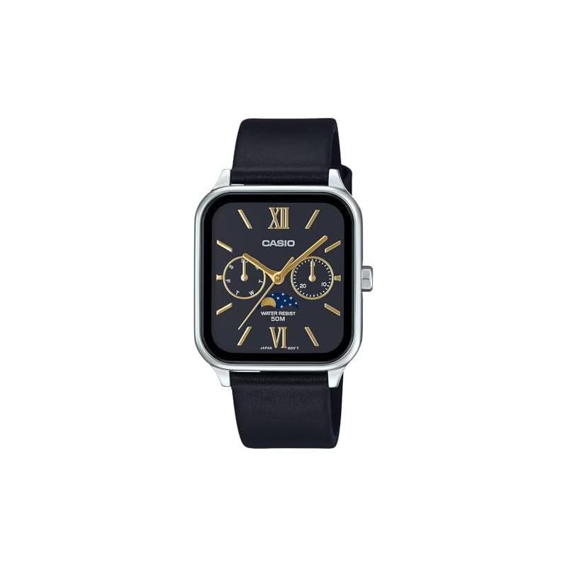 [Casio] CASIO Standard Moon Phase Analog Men's Watch MTP-M305L-1A2V Black Leather Band Black (Overseas Model) [Used]