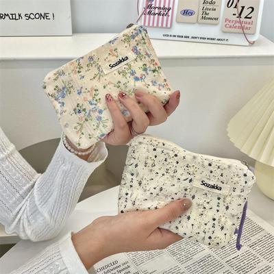 Pochette cosmetica floreale: Borsa Trucco Portatile con Cerniera per Conservare Rossetti