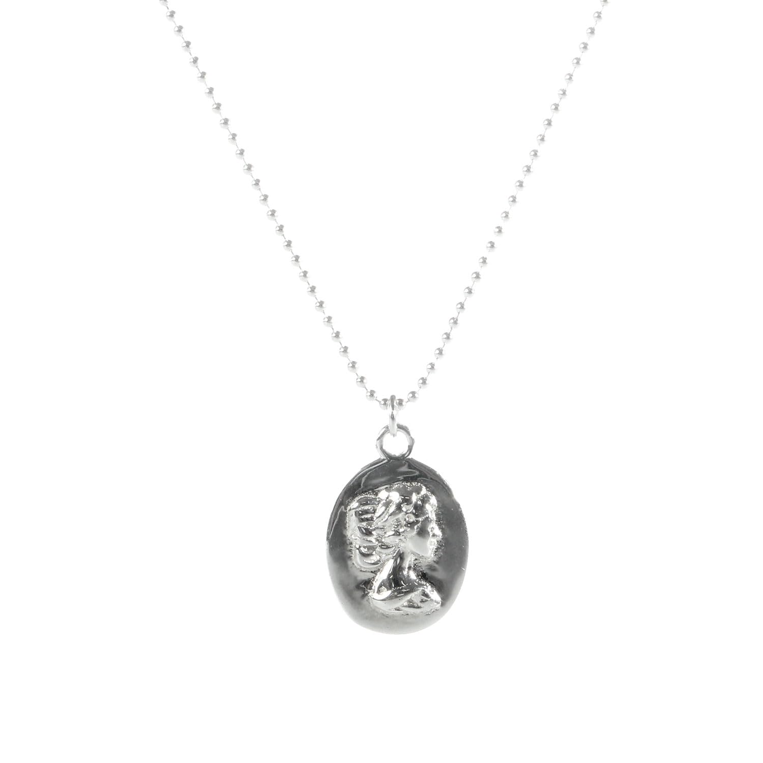 

Genuine 925 Sterling Silver British-Style Coin Medallion Emblem Oval Charm Necklace Pendant for Men and Women Simple Thin Small Chain Set Genuine