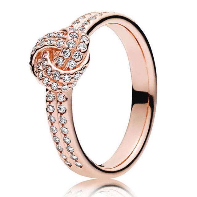 Authentic Sterling Silver Signature Reversible Hearts Infinite Love Knot Ring For Women Birthday Wedding Gift Fashion Jewelry