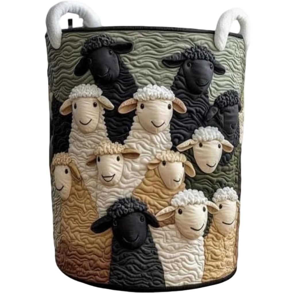 Large Quilted Laundry Storage Basket 51x71cm Durable Fabric Organizer with Handles for Clothes Toys and Household Items