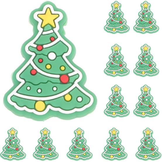 20Pcs Christmas Tree Beads Silicone Focal Beads Silicone Charms Keychain Making Kit Spacer Bead for Beaded Pen DIY Jewelry Craft Garland