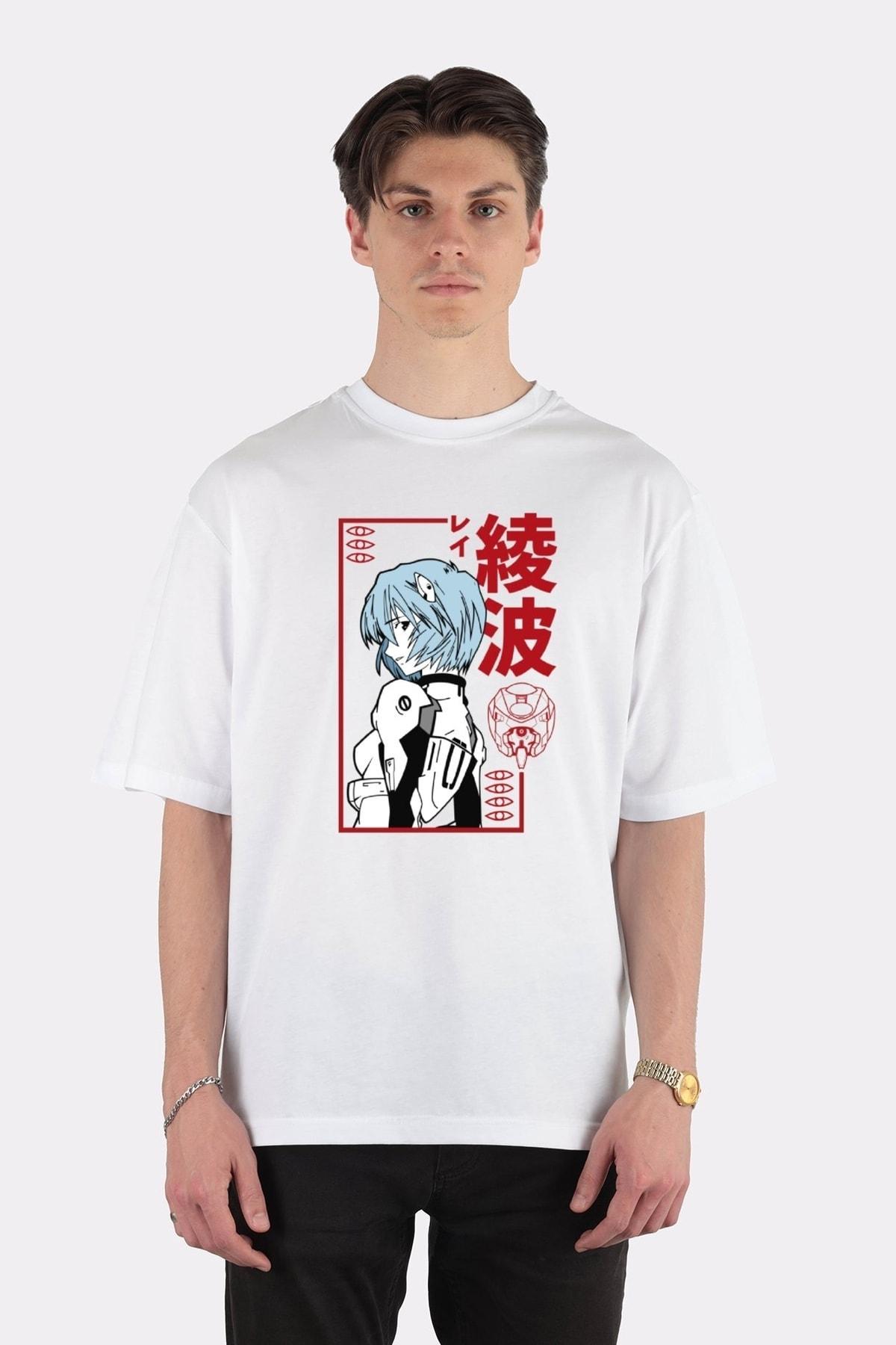 

Белая футболка унисекс большого размера Rei Ayanami Evangelion