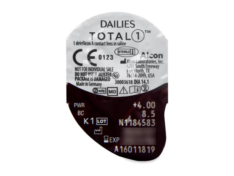 Dailies Total 1 One-Day Contact Lenses, Soft, BC 8.5 Mm, 30 Pieces, by Alcon