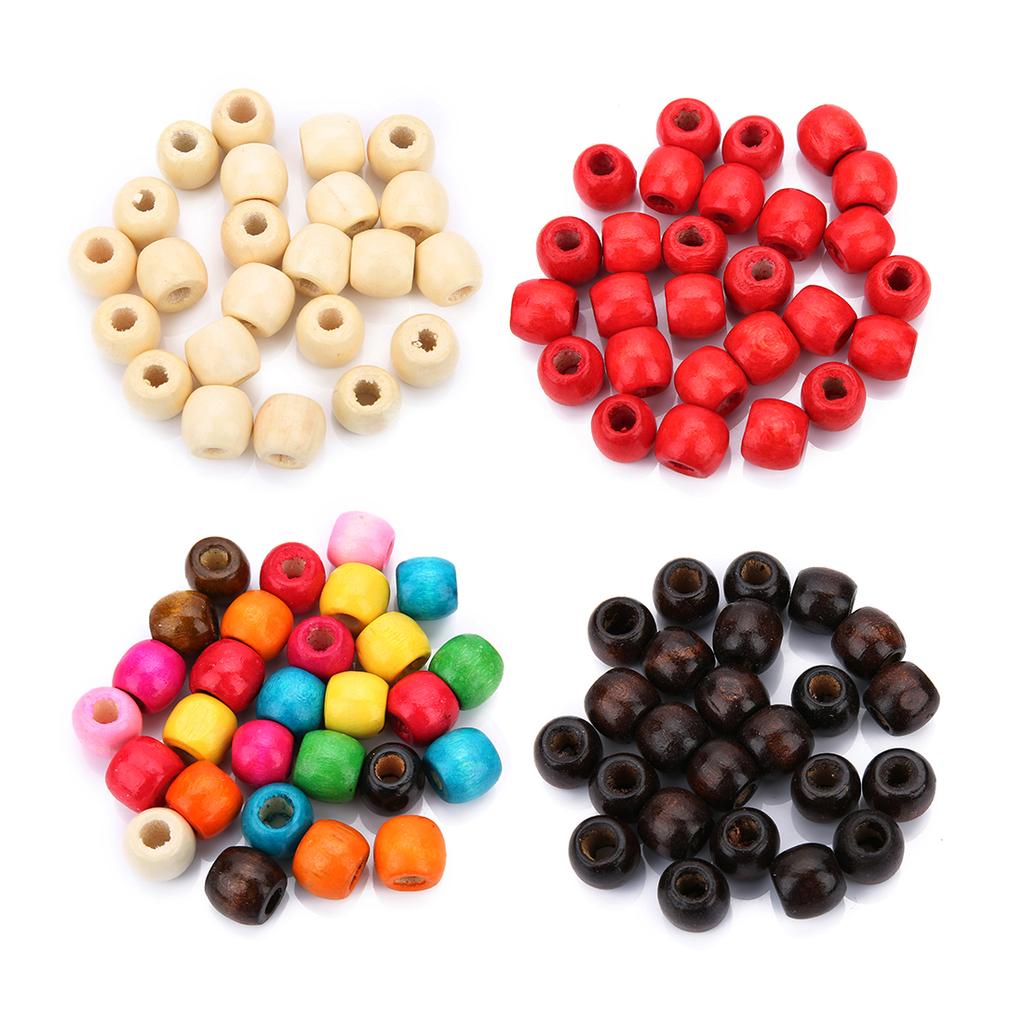 50-100pcs/lot Maple Wood Beads Color Barrel Shape Spacer Big Hole Beads for DIY Charms Jewelry Making Kid's Toy Accessories