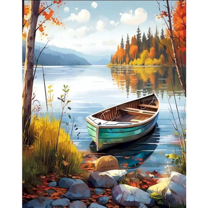 CHENISTORY Hand Painting Sailboat In Bedroom Living Room Landscape Painting By Numbers Kit DIY Artwork Canvas Home Decoration