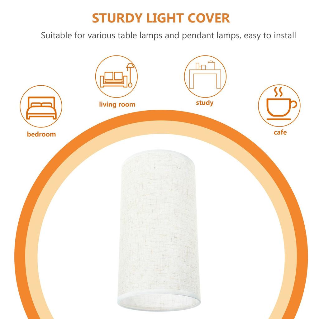 1Pc Round Linen Lamp Shade Replacement Drum Cloth Light Cover Cylinder Fabric Shade Decorative Table Floor Ceiling Pendant Lamp