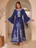 Arabic Party Bell Sleeve Digital Print Long Dress
