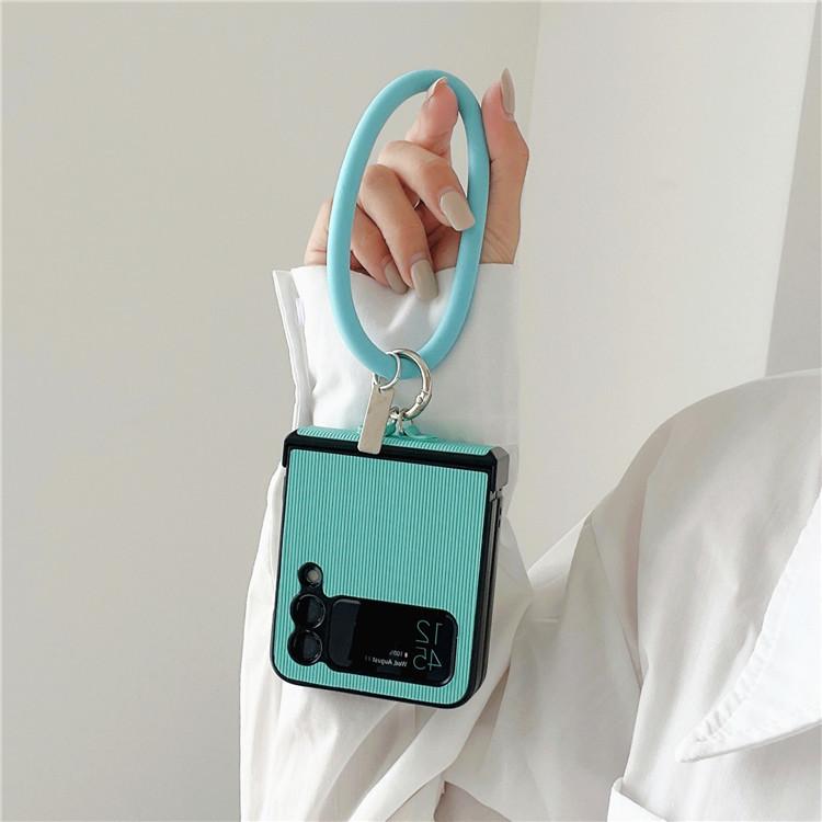 Applicable To Samsung ZFlip5 Mobile Phone Case Wristband Bracelet Striped Zflip4 Folding Anti-drop Protective Case Zflip3