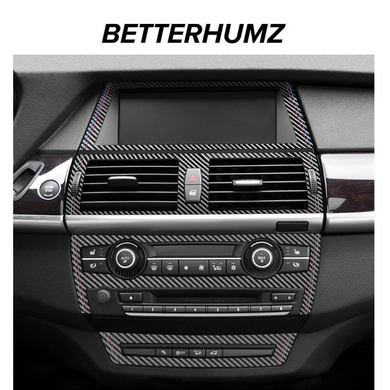 Carbon Fiber for BMW X5 E70 X6 E71 2008-2013 Center Console CD Panel Trim Frame Sticker Car Auto Interior Tuning Accessories