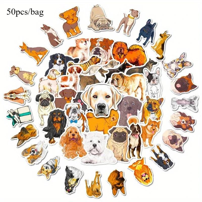 100pcs/50pcs Cute Dog Stickers Adorable Puppy Decals for Laptops Water Bottles and DIY Crafts Perfect for Pet Lover and Children