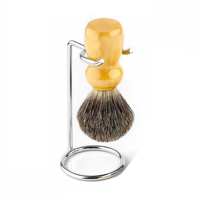 Men Metal Art Shaving Brush Stand Razor Base Chromed Silver Shaving Razor Beard Clean Shaver Kit Cartridge Easy Carry