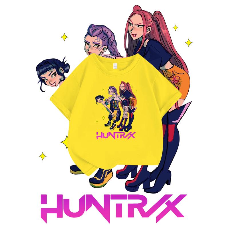 

KPop Devil Hunter Print Fashion Casual Top 2025 Movie Round-neck Cartoon Girl and Boy T-shirt Casual Girl Clothing 100