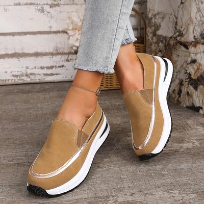 Fashion Spring Autumn Shoes for Women Casual Platform Slip On Loafers Lightweight Thick Bottom Middle Heel Female Sports Vulcanize Shoes