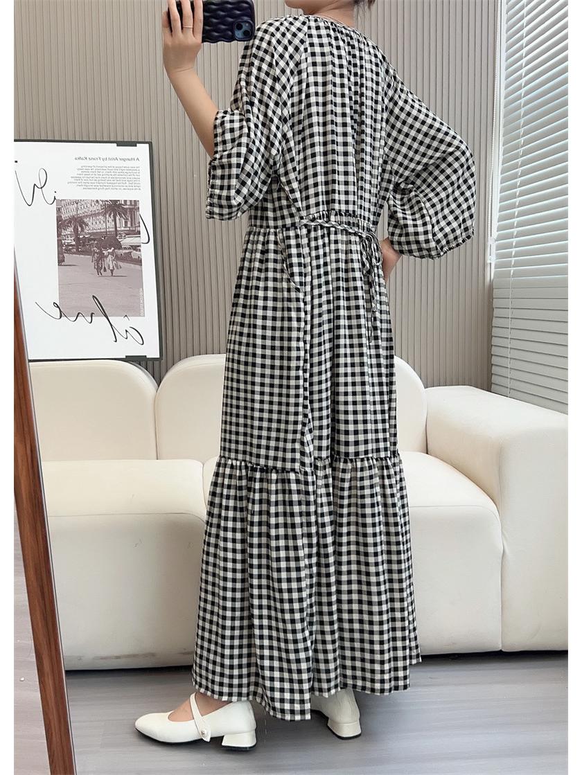 

Платье большого размера свободного кроя с драпировкой - Летняя вискоза и хлопок с шелком 5XL (150-170 jin)