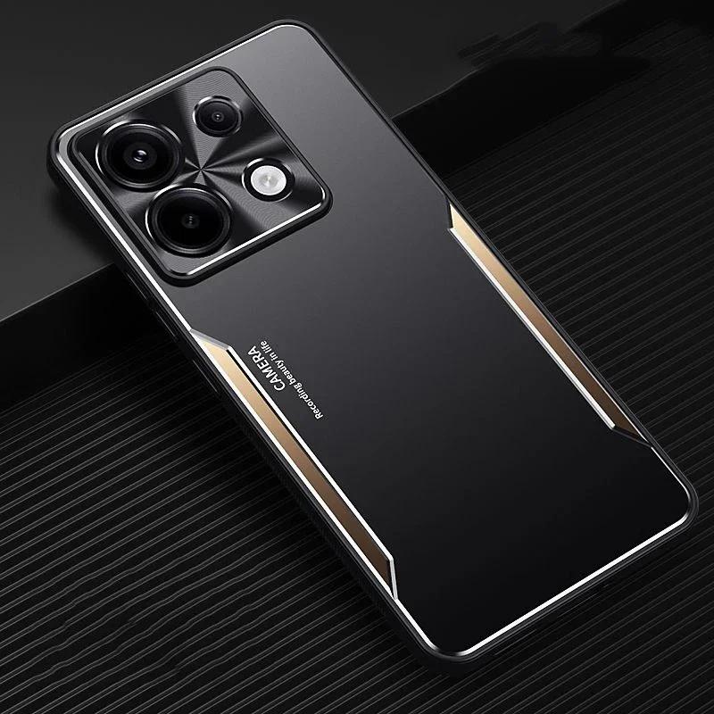 For Redmi Note 13 Pro+ Matte Frosted Metal Phone Case with Bracket Silicone Soft Shell for Note13 13Proplus Protective Cover