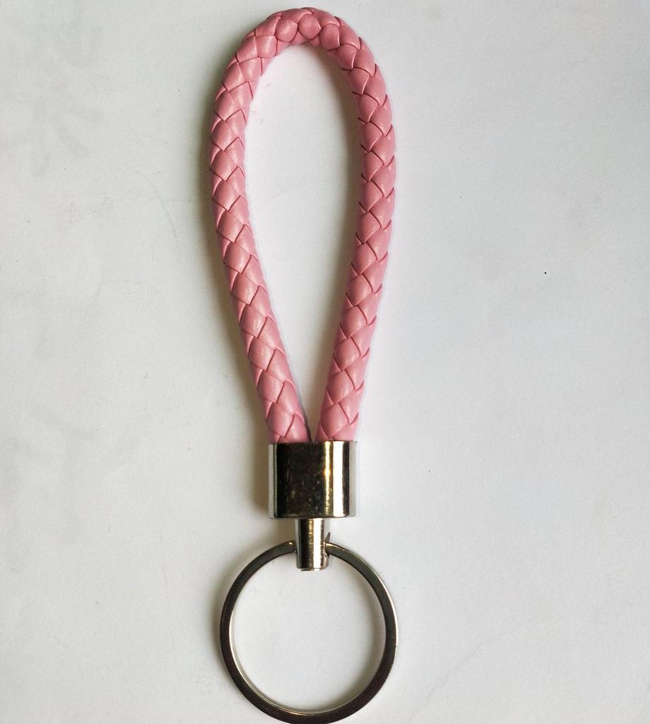 Woven Leather Cord Metal Keychain Pendant
