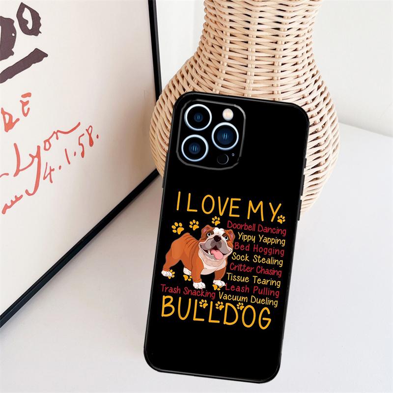 English Bulldog Heartbeat Phone Case For iPhone 16 Pro Max 15 14 13 11 12 17 Pro Max mini 15 16 Plus 16e 17 Air Cover