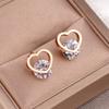 Stainless Steel Fashion Love Zircon Earrings for Women Original Design Wedding Party