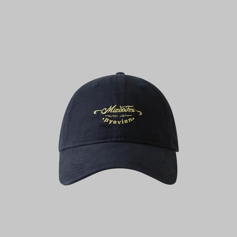 New embroidered letter baseball cap for girls, wide-brimmed soft top hat, pure cotton outdoor versatile cap for men