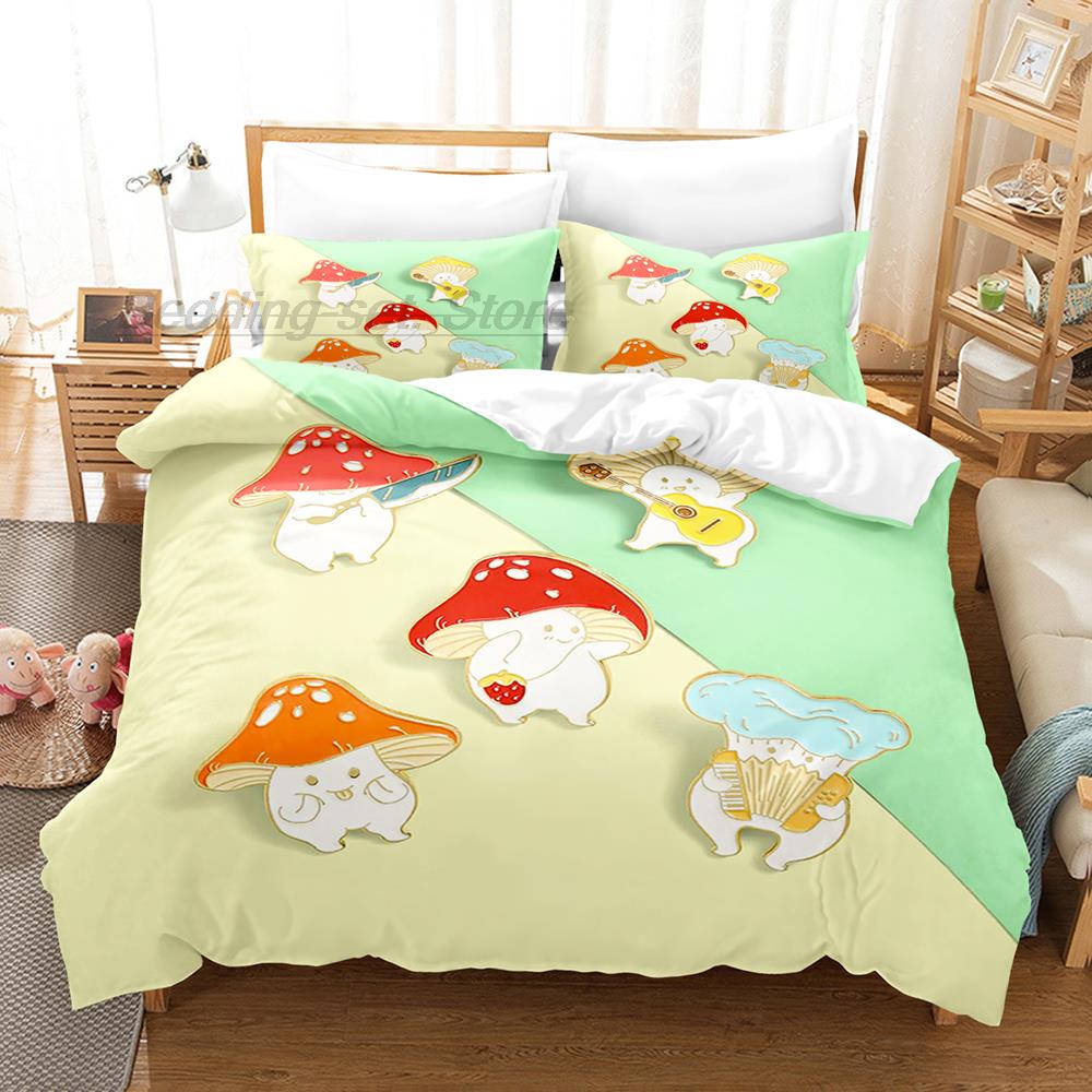 Rainbow Star Mushroom Bedding Set Single Twin Full Queen King Size Bed Set Aldult Kid Bedroom 3D Print Anime Bed Sheet Set