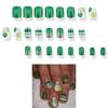 Stylish Green Shamrock Designs Press On Nail Full Cover False Nail Manicure for Patrick's Day Parties and Event