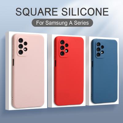 Flüssiges Silikon, weiche Telefonhülle für Samsung Galaxy A31 A41 A51 A71 A11 A21S A12 A22 A32 A53 A54 A52 A72 4G 5G, Rückseite, Fundas