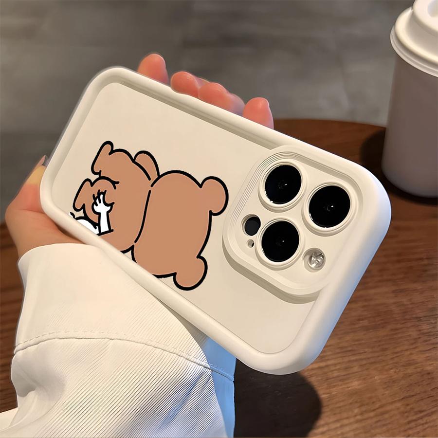 Best Friend Bear Rabbit Case for Apple iPhone 11 15 Pro Max 14 Plus 13 12 16 Shockproof Protective Silicone Funda Phone Cover