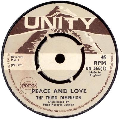 7inch Record THIRD DIMENSION  Peace And Love UN566 Unity 1970 UK Reggae Ska  Dub Used