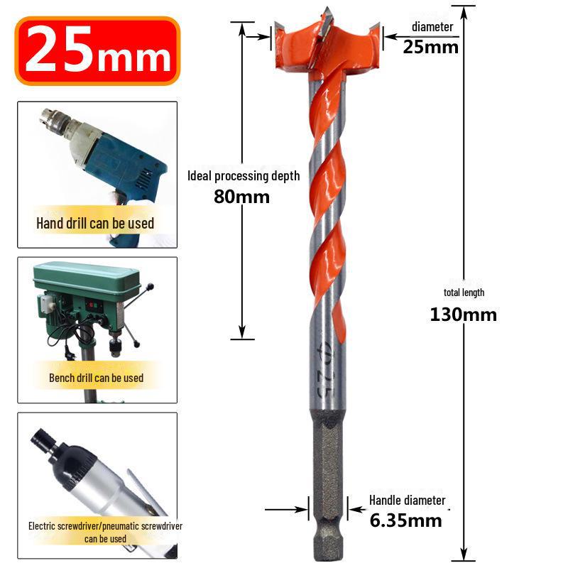 Extended Alloy Thread Drill Bit for Woodworking: Hex Handle, Door Lock, and Plastic Punch