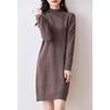 Women's 100% Wool Knit Dress - Autumn/Winter Semi-High Neck Casual Versatile Style