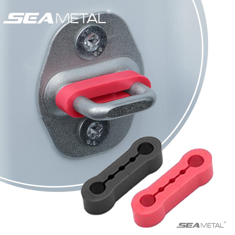 SEAMETAL 4pcs Car Door Lock Shock Absorber Pad Silicone Anti-Vibration Silent Damper Buffer Door Lock Buckle Protector