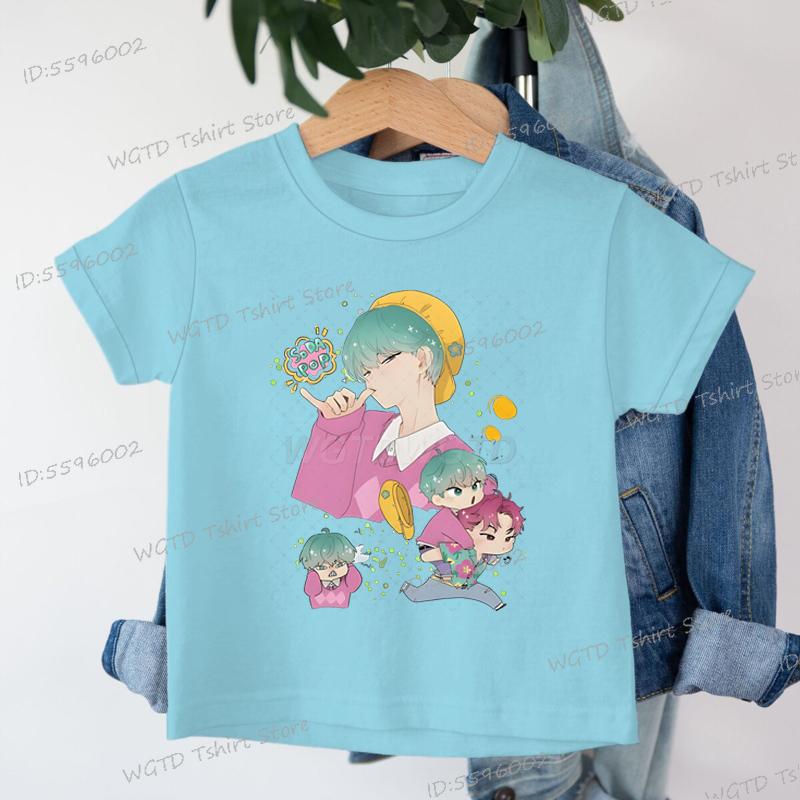 

K-Pop Охотники на демонов Saja Boys Футболка Топы Новая мода Повседневная Детская футболка Хлопок Короткий рукав Детская Газировка Мультяшная Харадзюку Футболка 150