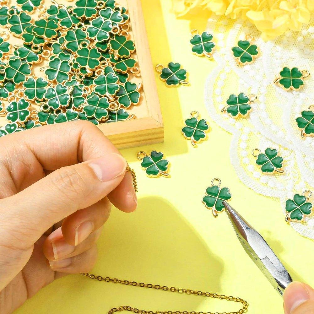 10/20/40 Pieces of Alloy Oil Drop Pendant, Green Clover Pendant, Clover Jewelry, Decorative Accessories, DIY Earrings, Necklaces, Bracelets