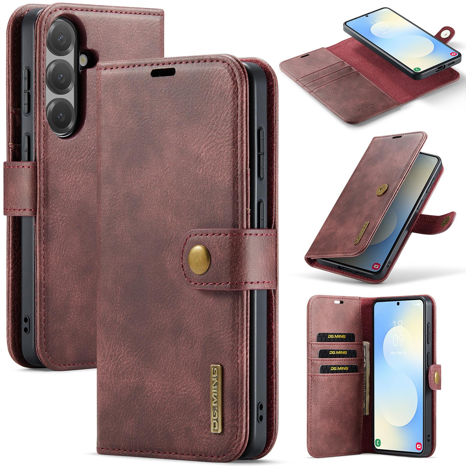 

2-in-1 Removable Magnetic Flip PU Leather Case Card Wallet Holder Phone Back Cover For Samsung Galaxy A17 A37 A57 A16 A36 A56 A15 A35 A55 A14 A34 A54 For Samsung Galaxy A56 5G червоний
