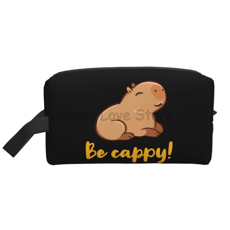 

Cute Capybara Be Cappy Travel Cosmetic Bag Large Capacity Makeup Pouch Waterproof Toiletry Accessories Organizer for Women Girls