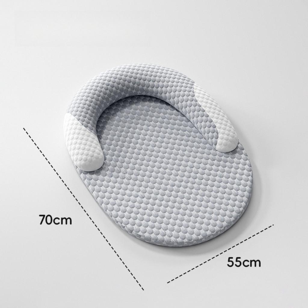 Summer Cooling Cat Bed, Breathable Dog Bed with Raised Neck Pillow, Non-Slip & Washable Round Cooling Pet Mat for Cats and Small Dogs