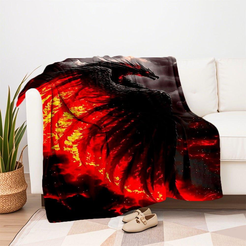 "Fiery Phoenix Wall Art: Fantasy Dragon Decor for Your Home"Blanket Flannel Throw Blanket for Sofa, Bed, Travel, Camping, Office