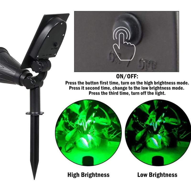 7LED Solcelle Spotlys Justerbar Lysstyrke Vanntett Solcelle Spotlight Lys Landskap Hage Vegglys Utendørs Dekor Belysning