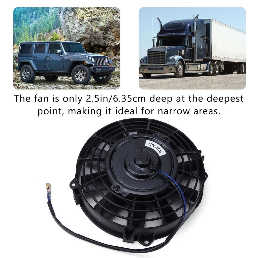 KIMISS 8in Electric Radiator Cooling Fan, 80W Engine Cooling Fan for 10