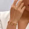 Braccialetto Anello Mano Delicato Placcato Oro Catene a Maglia Fatte a Mano Braccialetti a Pettorina Gioielli per Mano da Donna Regalo Trendy