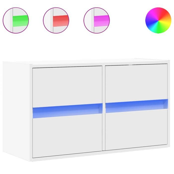 VidaXL Wall-Mounted TV Cabinet with LED Lights White 80x31x35 Cm, Wall-Mounted TV Unit, Floating TV Unit, Wall-Mounted TV Stand, 852285