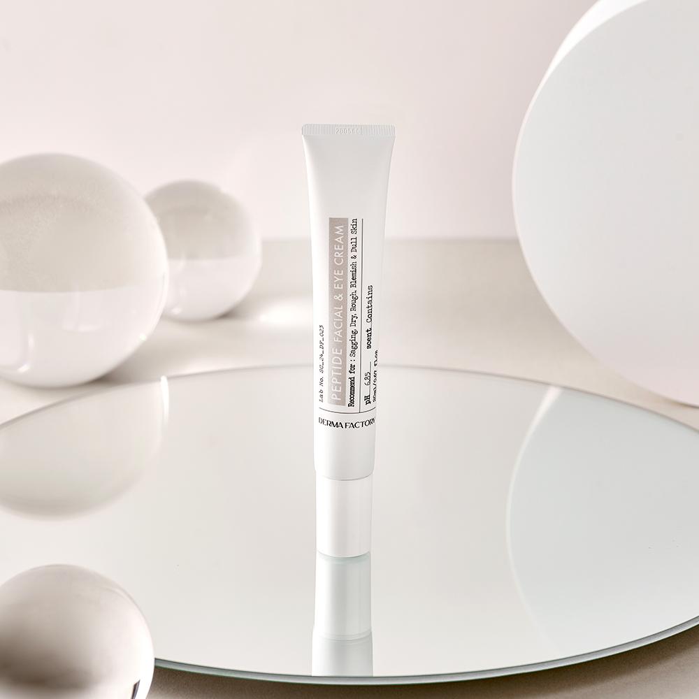 Dermafactory Krem Peptydowy do Twarzy i Pod Oczy – Ujędrniający Peptyd 1000ppm, Metalowy Aplikator, Pielęgnacja Przeciwzmarszczkowa i Nawilżająca, Koreański