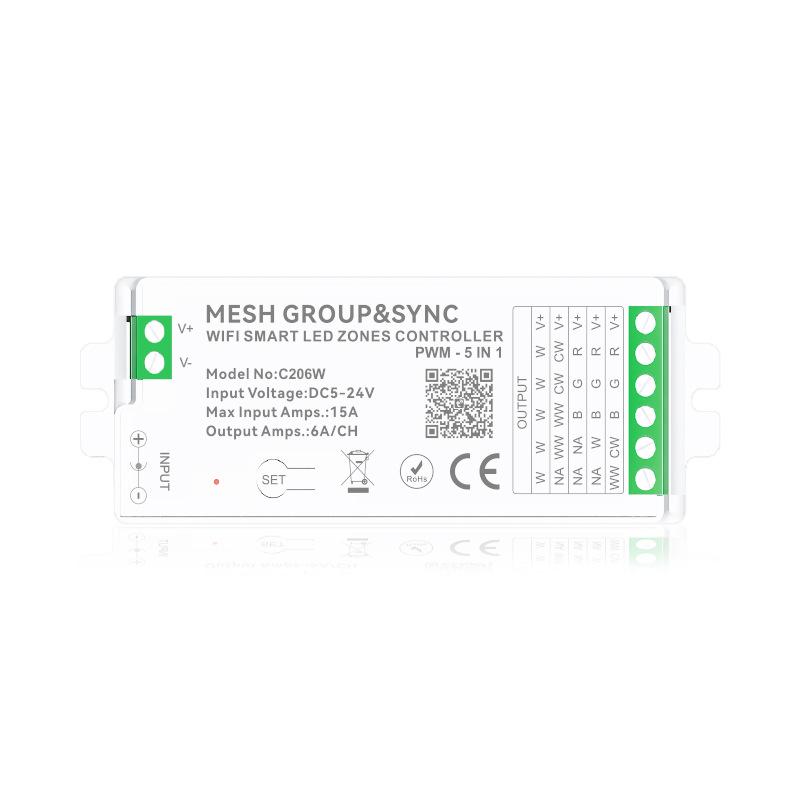 Taki Smart WiFi LED Dimmer Controller: RGBWC Seven-Color Wireless Touch Light Strip