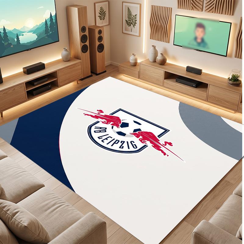 RB Leipzig Football Print Crystal Velvet Rug, Comfortable Water Absorbent Non Slip Indoor Floor Carpet