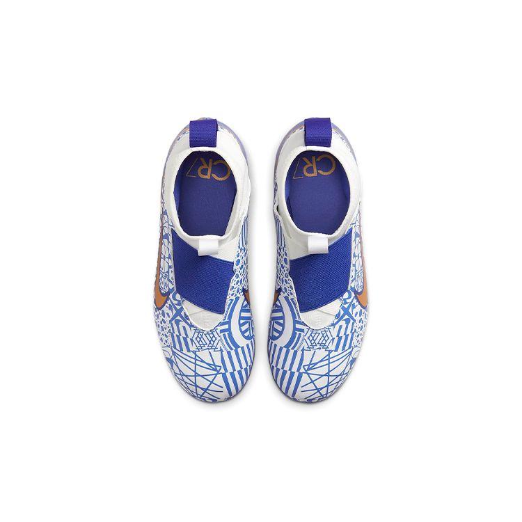 Nike Mercurial Superfly 9 Jr Zoom Assassin 15 Academy CR7 AG Artificial Ground Cushioning Mid-Top Soccer Shoes Kids Soccer Shoes Blue White DQ5322-182