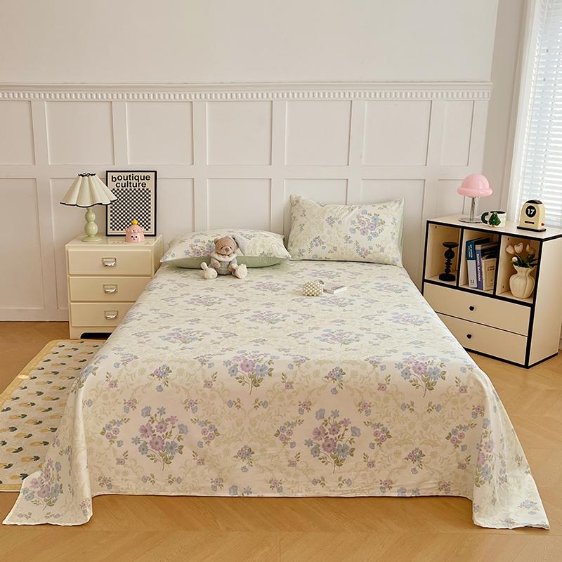 100% Cotton Floral Printing Bed Sheet Comfortable Skin Friendly Queen Flat Sheets for Bed High Quality Pure Cotton Bedsheet King