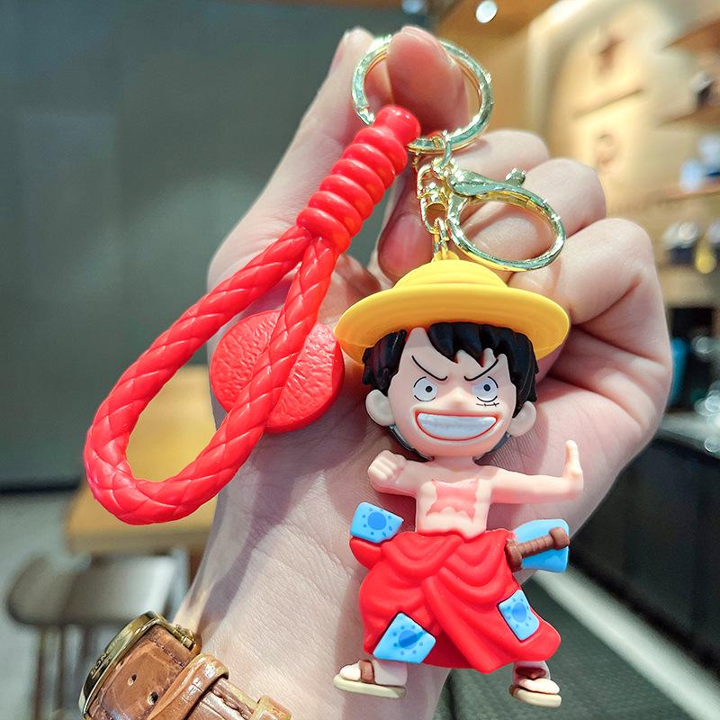 3D Anime Figurine Keychain: Luffy, Chopper & Usopp from One Piece