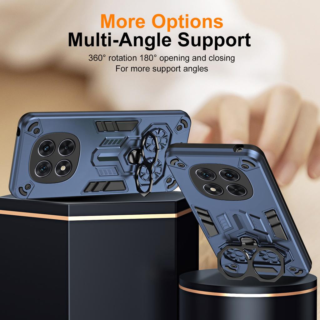 Phone Case for Xiaomi Poco X7 5G/Redmi Note 14 Pro 5G/4G Ring Holder Kickstand PC+TPU Shockproof Cover