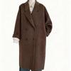Women's Double-Sided Woolen Coat - Casual Loose Fit, Mid-Length, Suit Collar, Long Hair, Autumn/Winter 2025 Collection